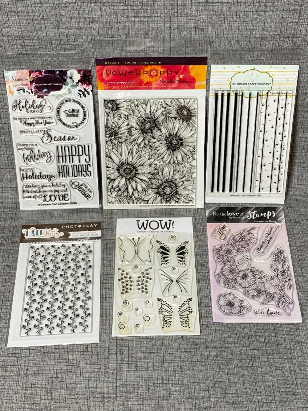 NEW Colorado Craft Company Clear Cling Stamp Mixed 6pc Lot NOS